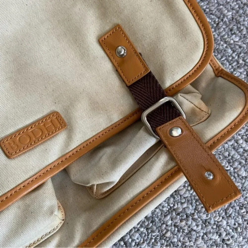 New BODHI laptop satchel messenger bag tan and brown